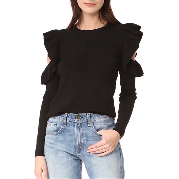 Club Monaco Colema Cold Shoulder Fine Ribbed Sweater - Picture 3 of 11